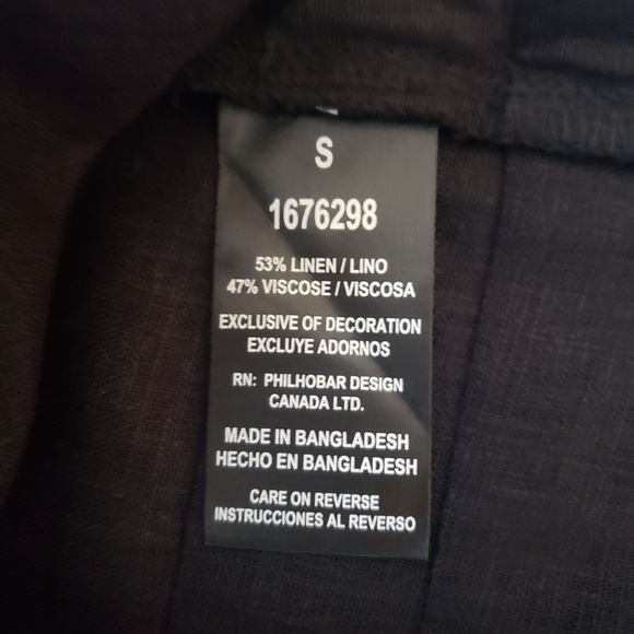 Nicole Miller Original Black V-Neck Short Flutter Sleeve Linen Blend Shift Dress - Picture 8 of 9